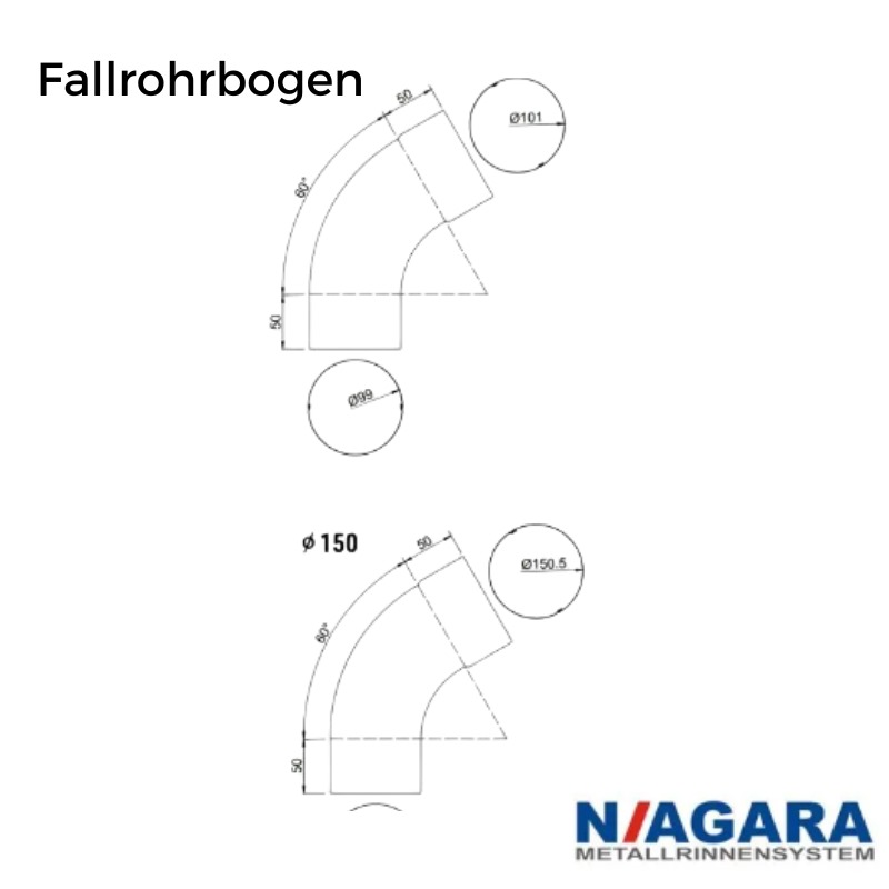 Fallrohr Bogen 100 info