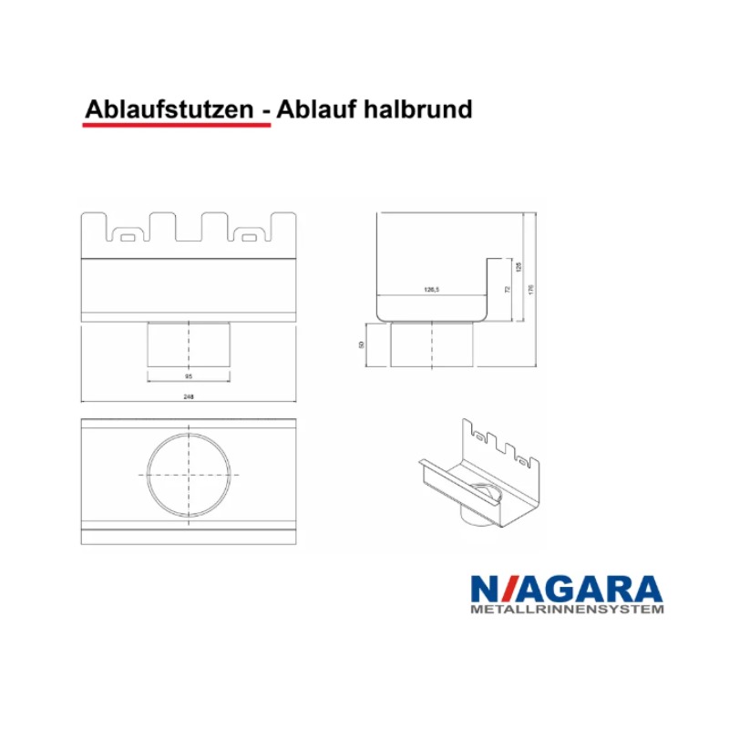 Ablaufstutzen – Ablauf halbrund info