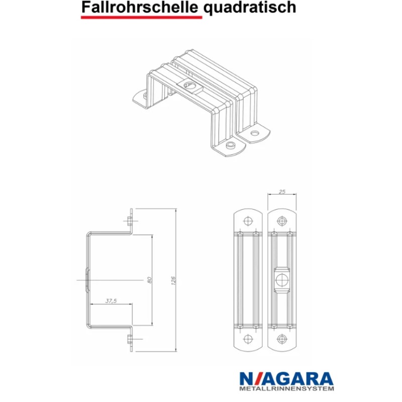 Fallrohrschelle quadratisch 2