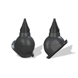 Antennendurchgang Ø19–90 für Rohre und Antennenmasten, inkl. Dachsockel, Butyldichtung, Schrauben und Gummikappe