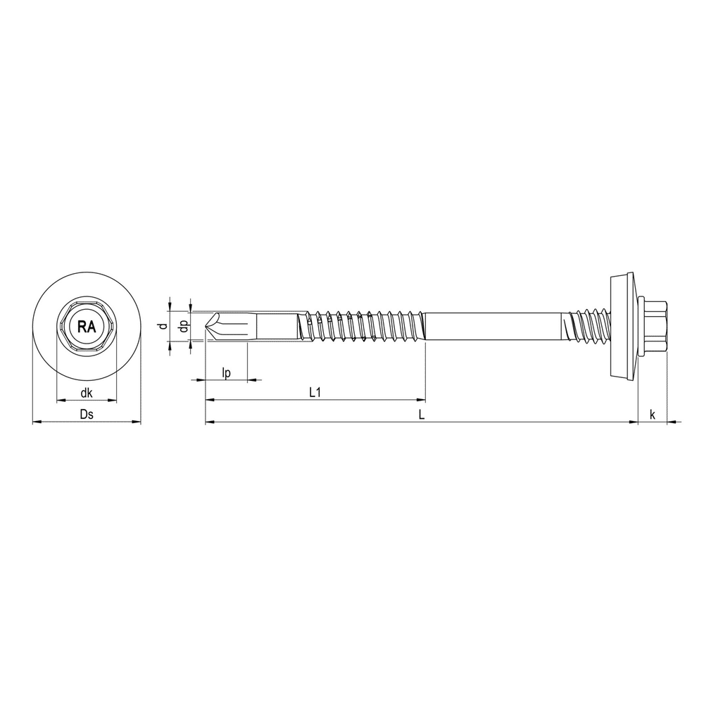Sandwich-Bohrschraube 5,5 mm technische Zeichnung