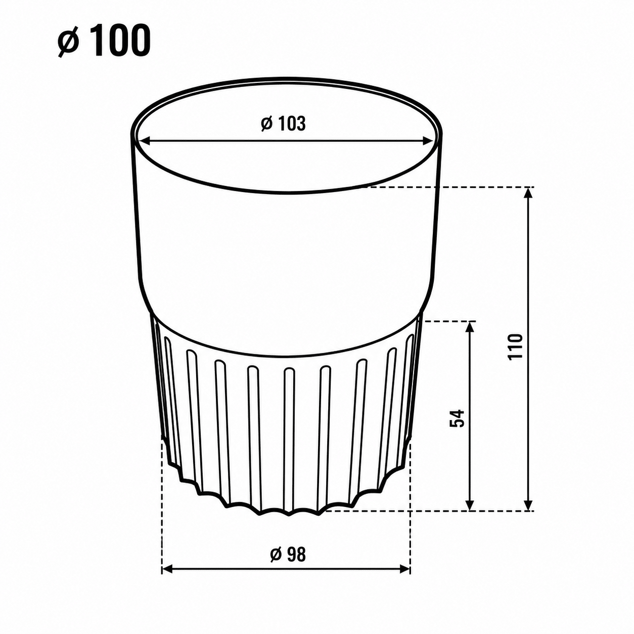 Technische Zeichnung Muffe TITANIUM Ø 100 mm