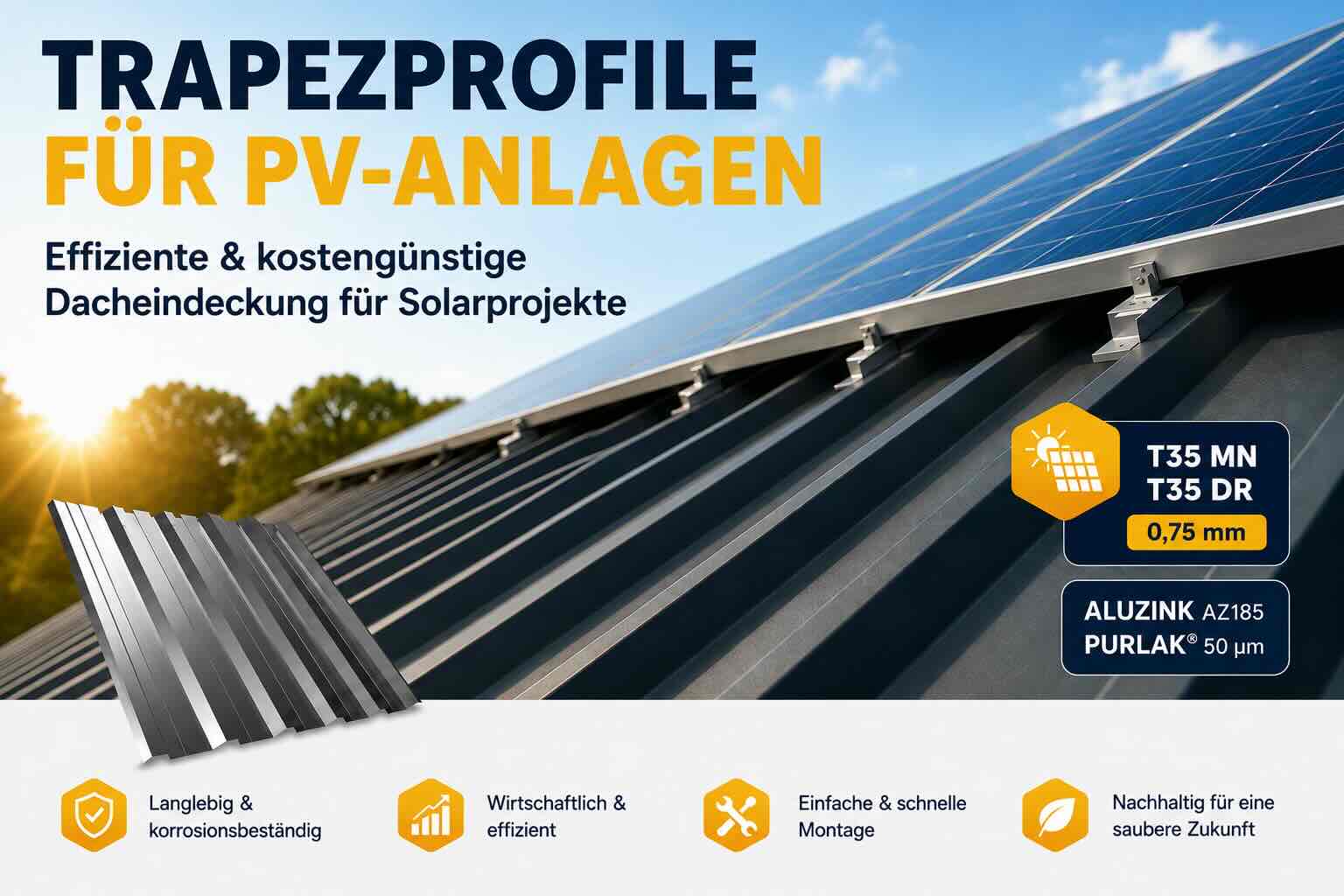 Trapezblech für PV Anlagen