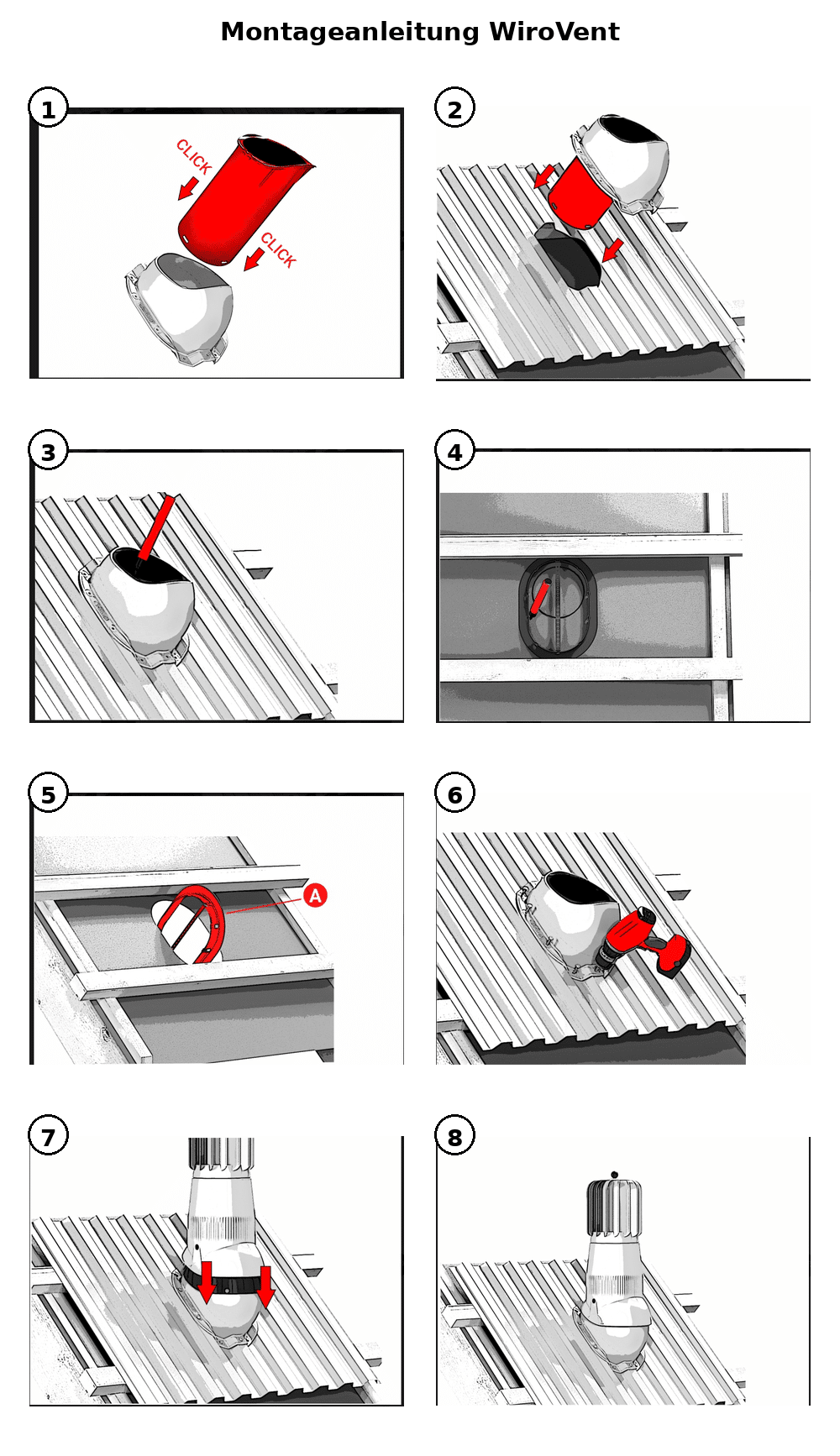 Montageanleitung Dachlüfter EVO 150 für Trapezbleche
