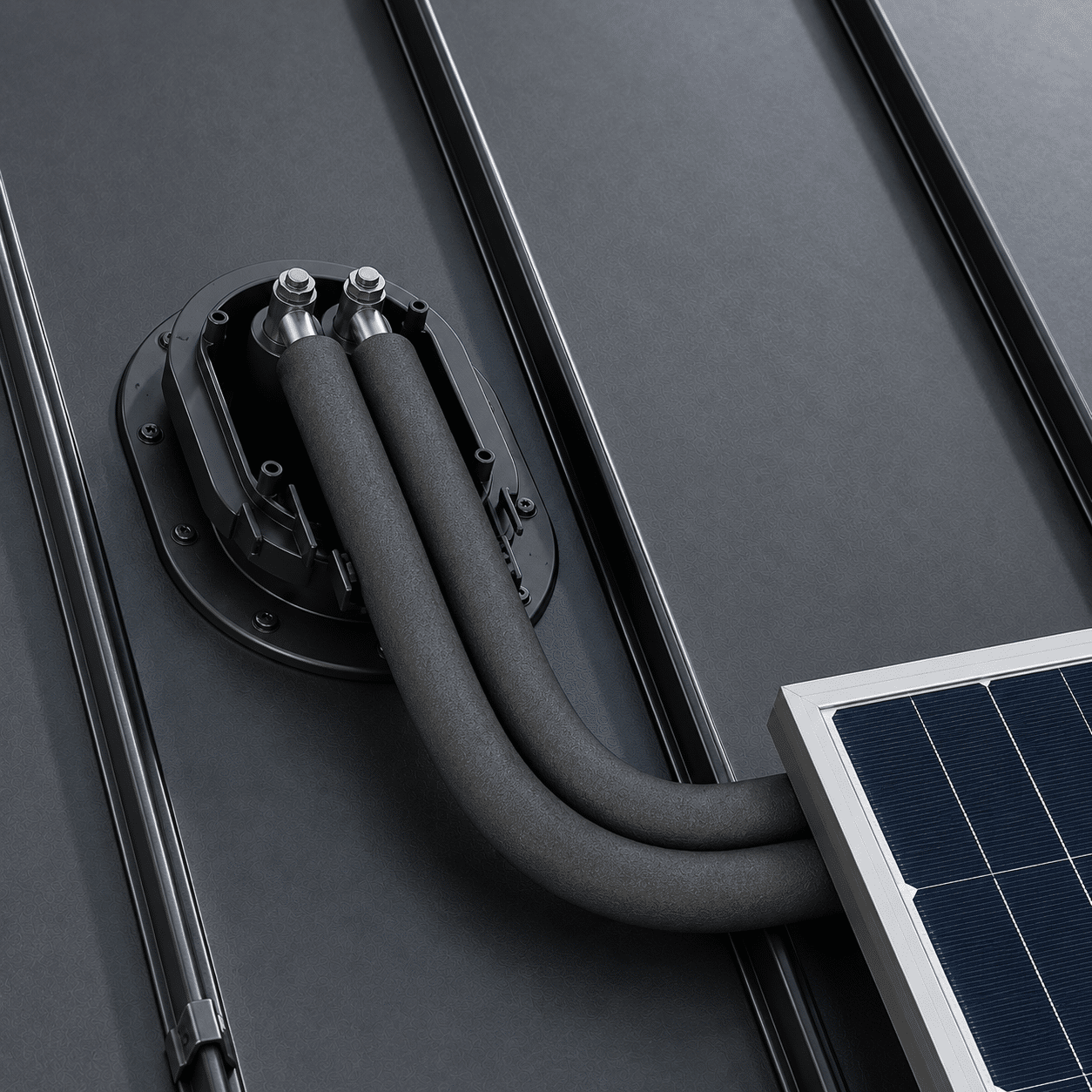 Solar- und Photovoltaik-Übergang Ø 5–47 mm auf IRON CLICK Stehfalzdach