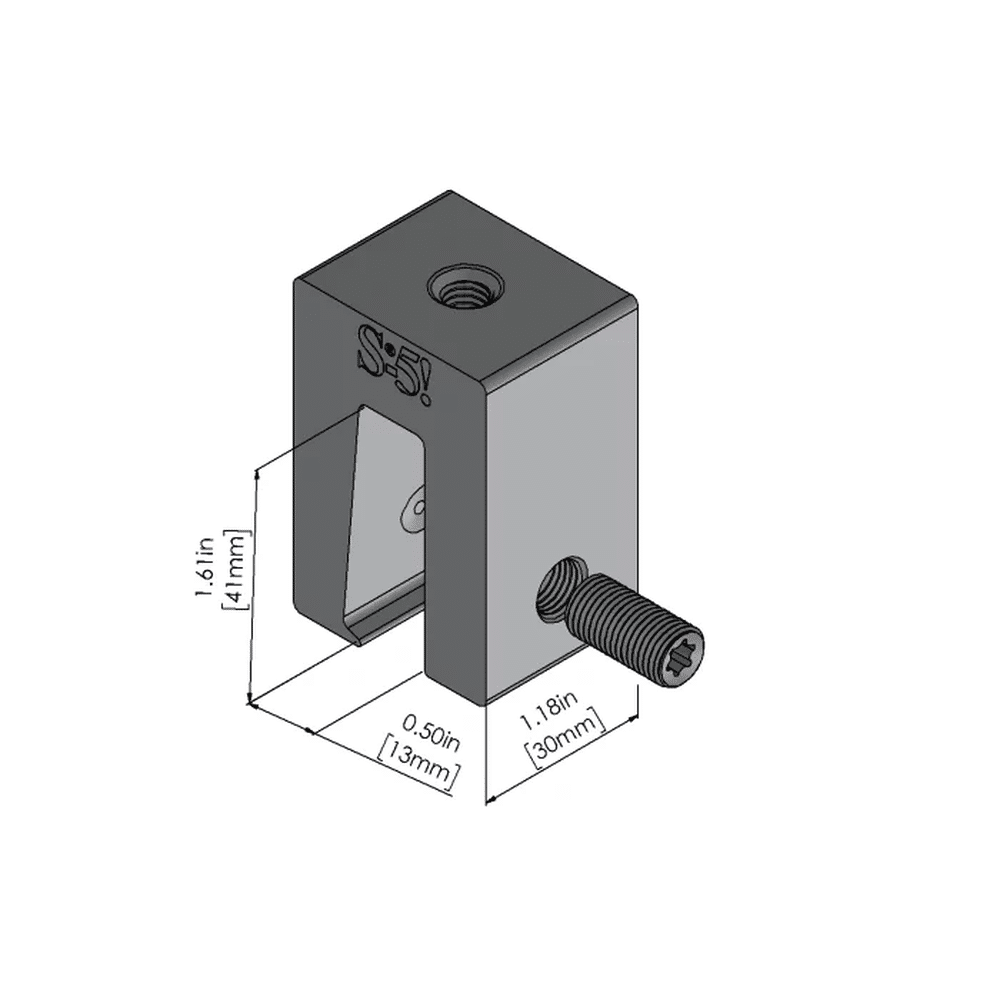 S-5! N1.5-Mini Klemme technische Zeichnung mit Maßen