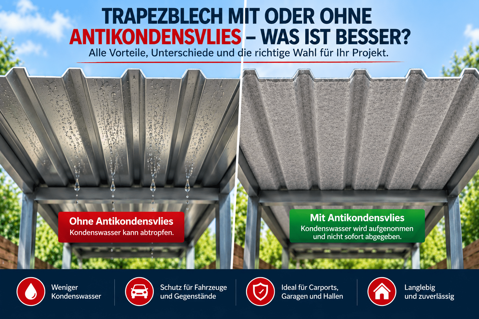 Trapezblech mit oder ohne Antikondensvlies