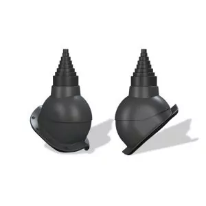 Antennendurchgang Ø19–90 für Rohre und Antennenmasten, inkl. Dachsockel, Butyldichtung, Schrauben und Gummikappe